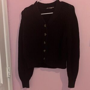 Black Women's Sweater with brown buttons by Everlane